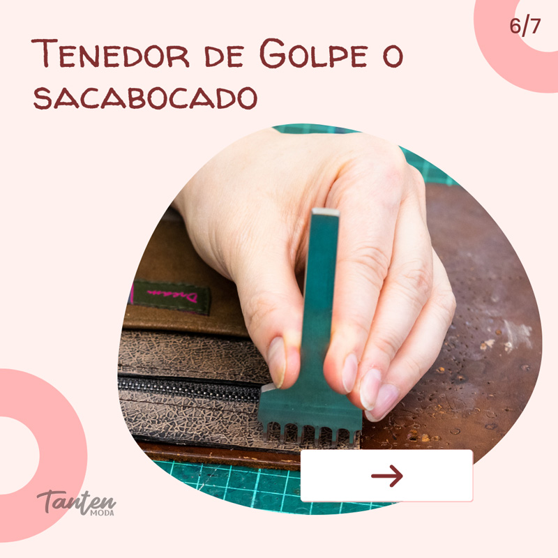 Tenedor de golpe o punzón para perforar cuero y hacer carteras artesanales